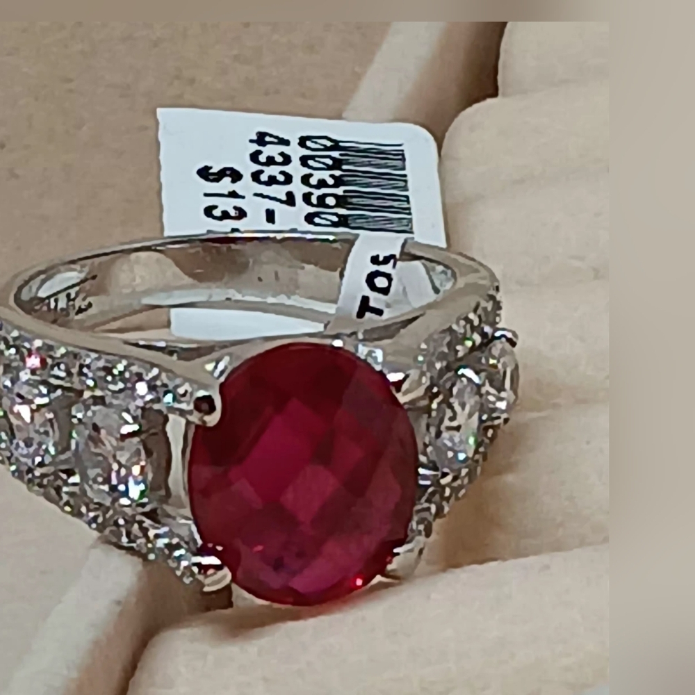 Crystal Ruby Sterling Silver Ring   [NWTs $131.99] For Animal Rescues - Picture 2 of 8